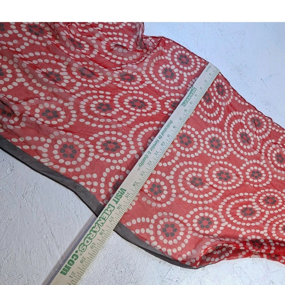 Red‎ White Black Geometric Print Sheer Chiffon Scarf Wrap Accessory